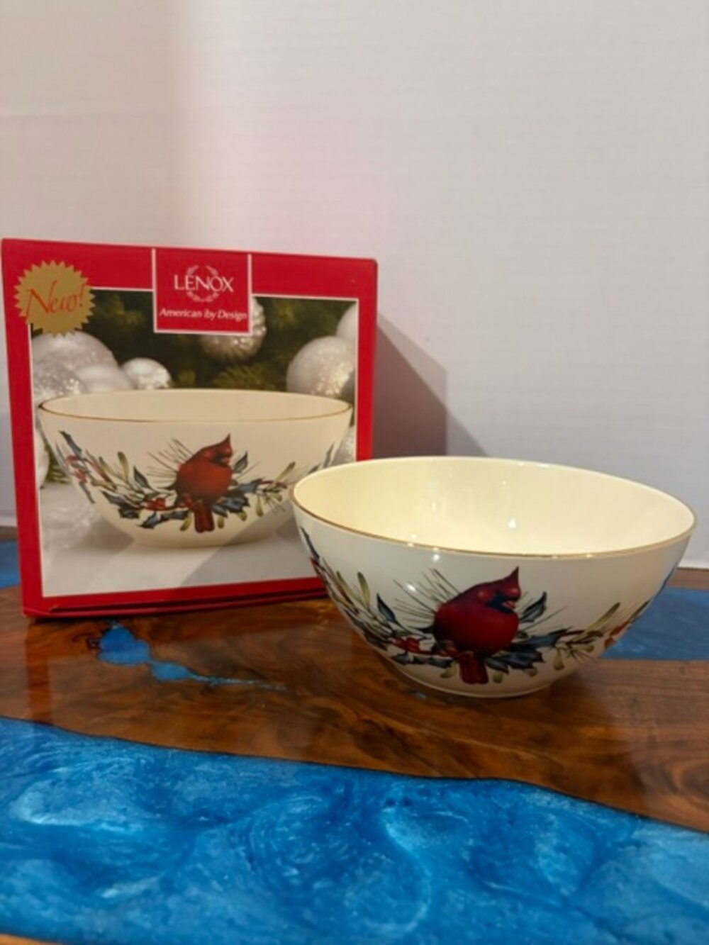 Lenox Winter Greetings Cardinal Serving Bowl with Original Box